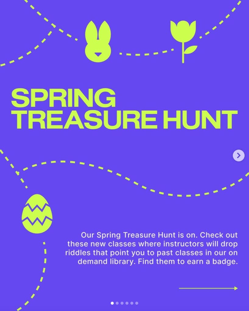Peloton's Instagram post announcing Spring Treasure Hunt. Image credit Peloton social media.